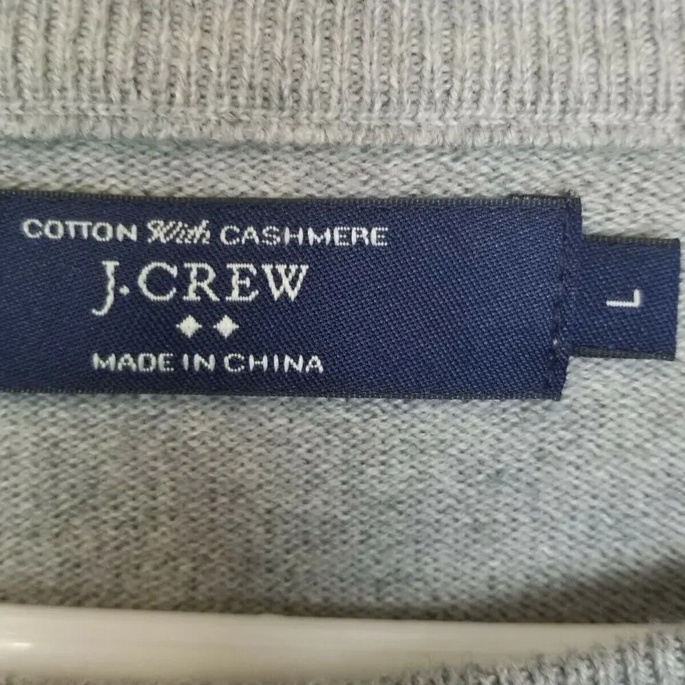 J. Crew Mens Cotton Cashmere Sweater Size L Minimalist Preppy Classic Stretch